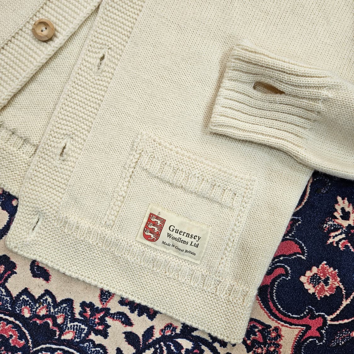 건지울른스 in 영국 양모 피셔맨 버튼 가디건 40size 상품이미지4