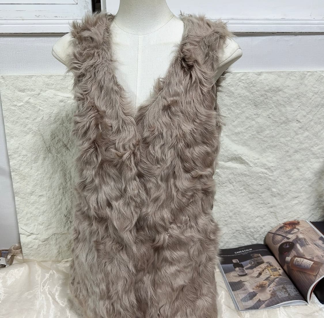 빈티지 로즈핑크  양털 토스카나 조끼 베스트 상품이미지1