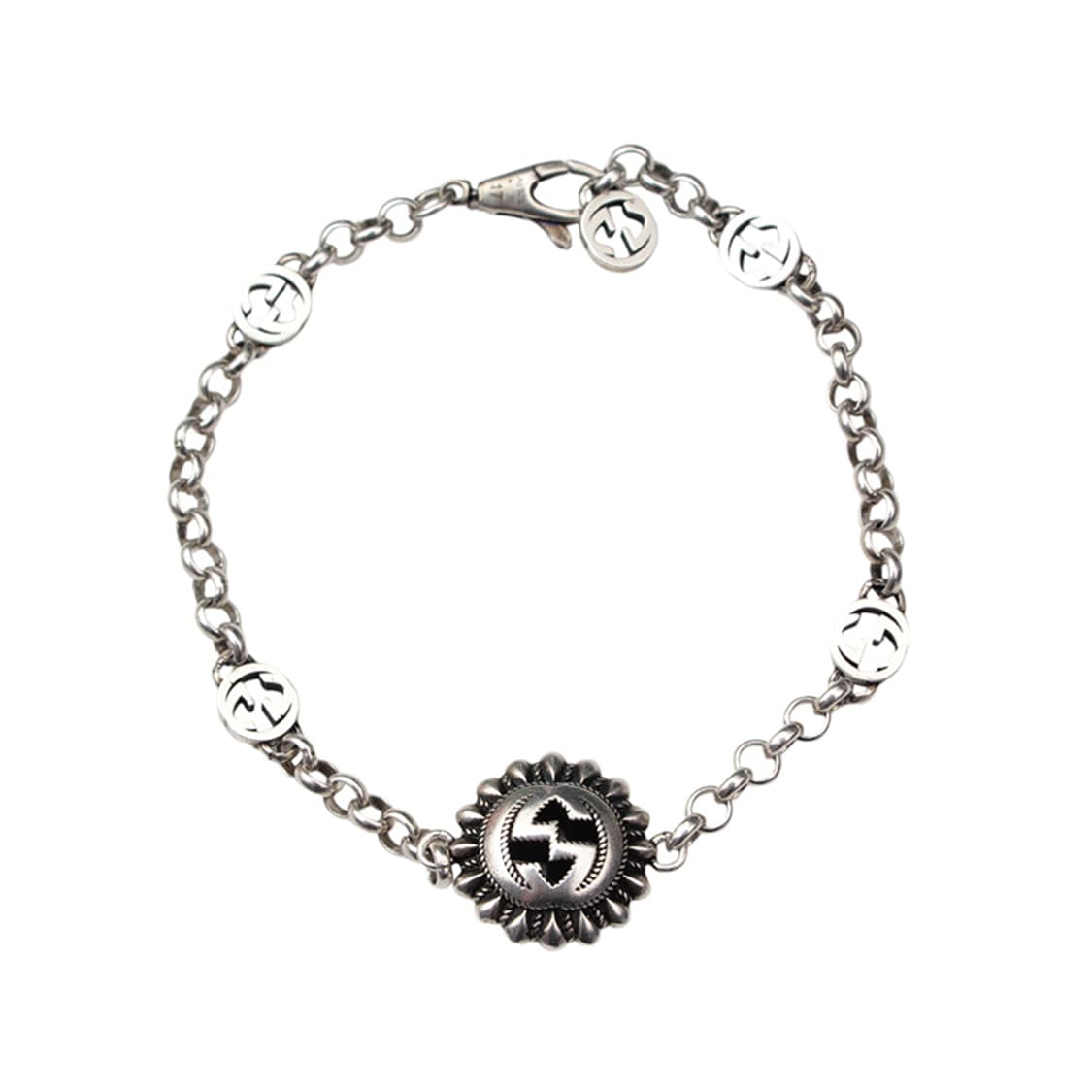 구찌 925 실버 GG 로고 참 팔찌 상품이미지1