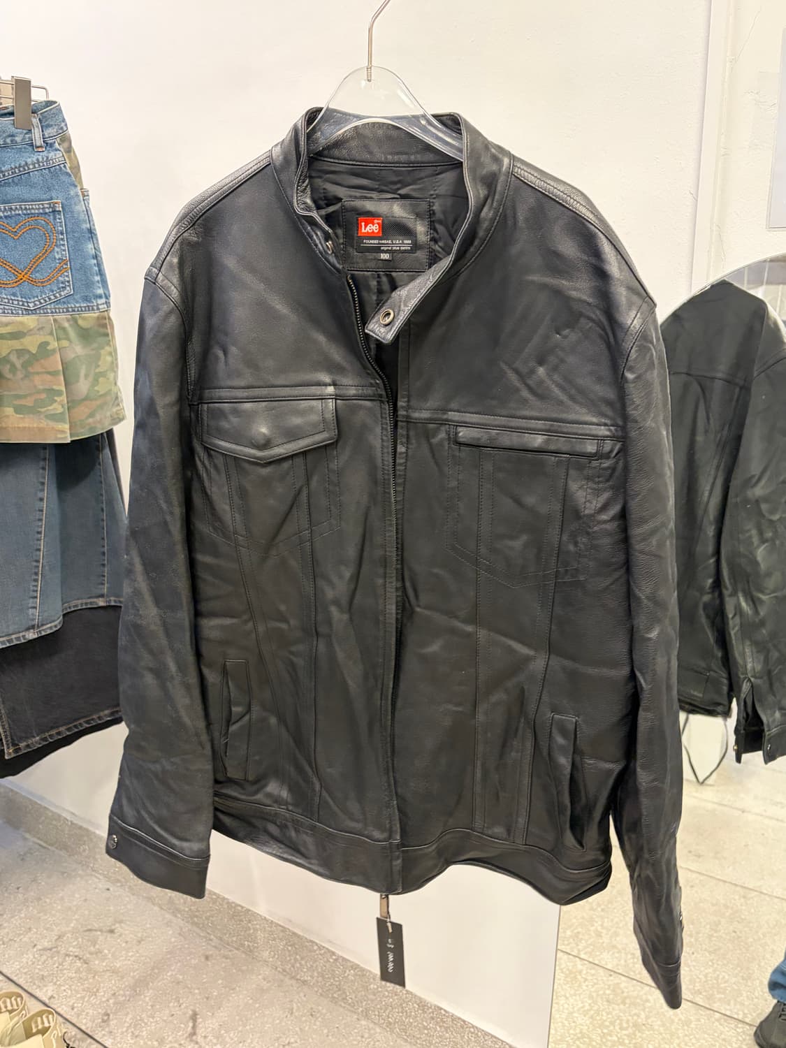 Lee Classic Black Leather Jacket 상품이미지6