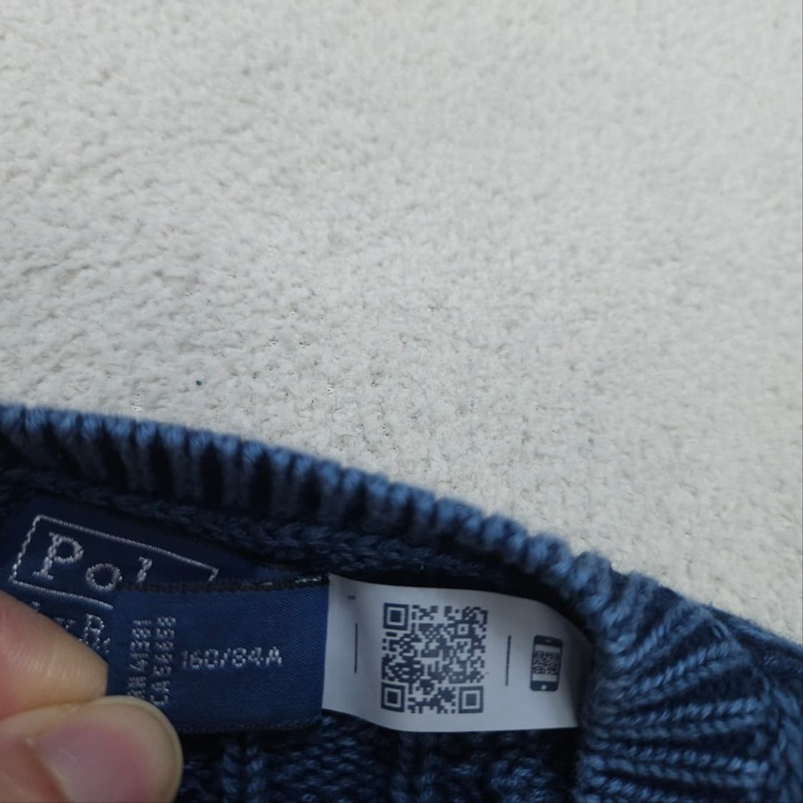 폴로 랄프 로렌 신형 QR 케이블 가디건 S 인디고 가먼트 다잉 상품이미지3