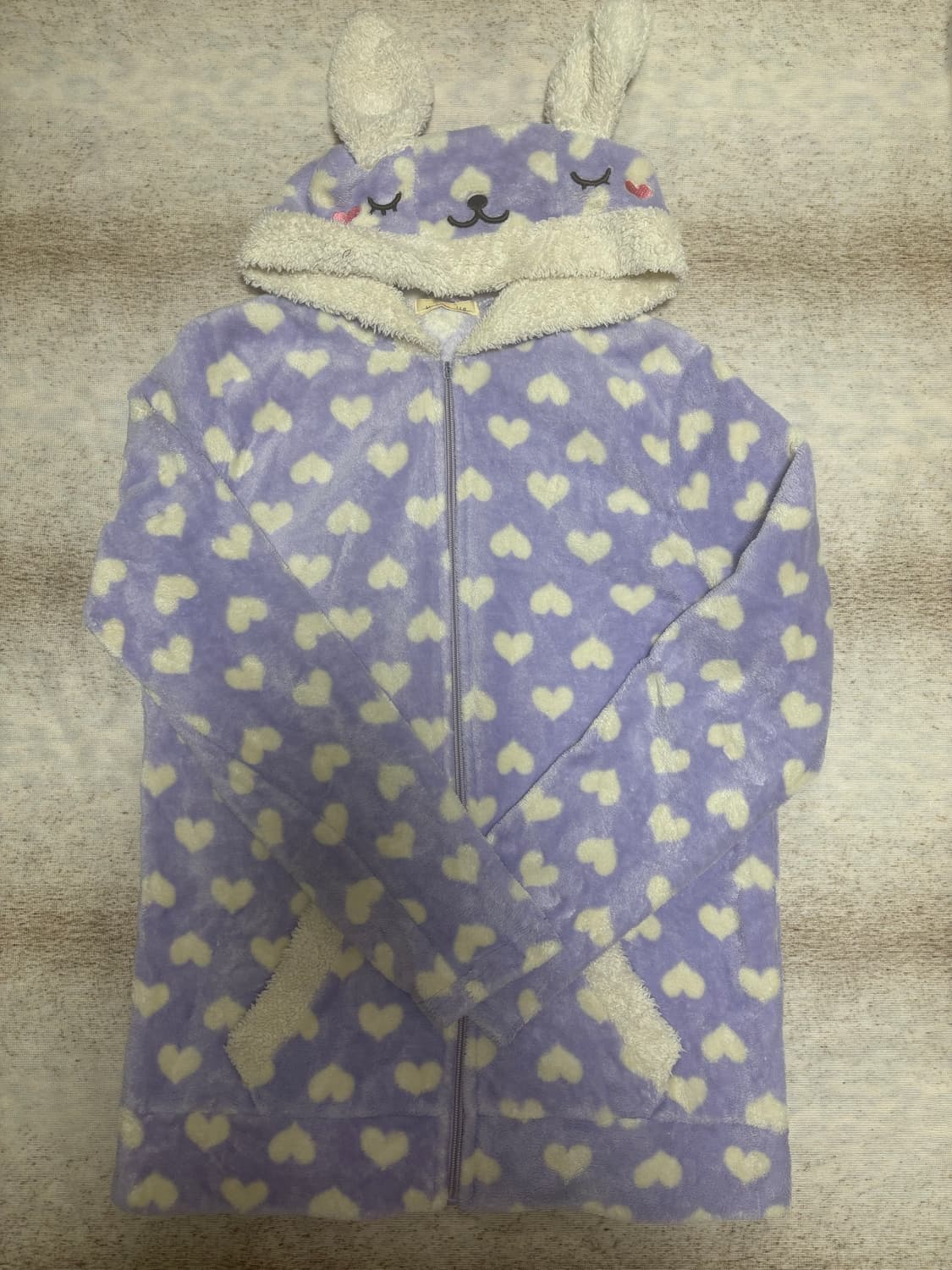 하트 도트 퍼플 퍼 후드집업 상품이미지1