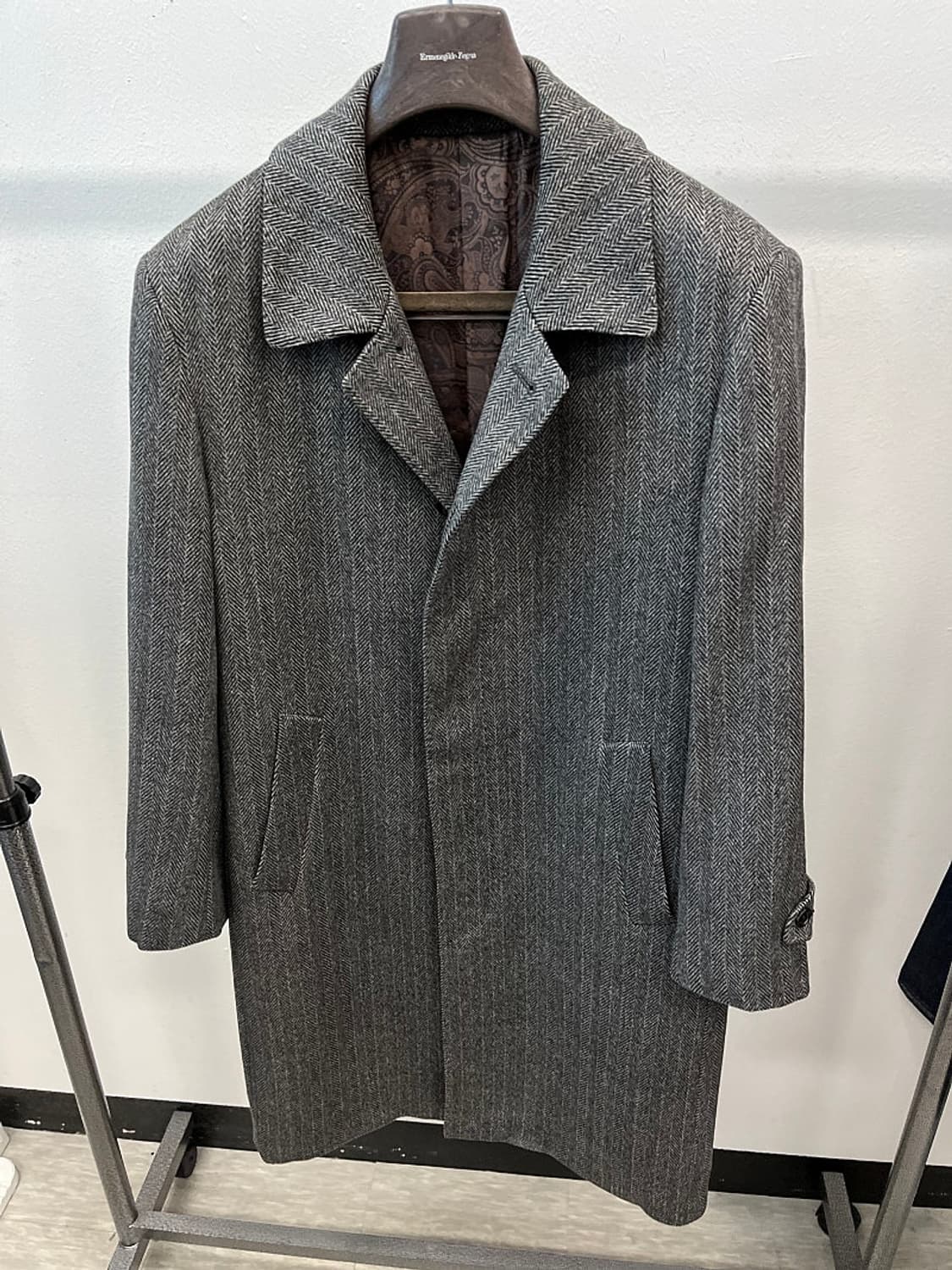 100) 란체티 헤링본 캐시미어 코트  상품이미지2