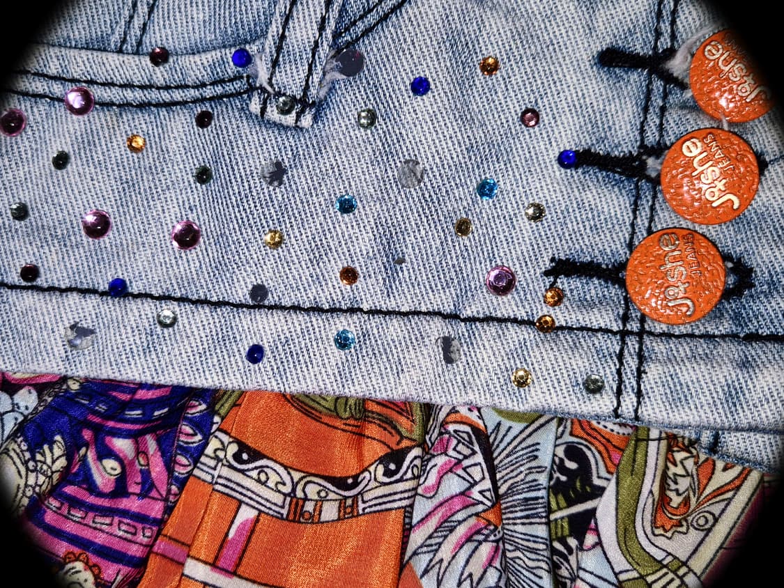 Vintage Orange scarf juicy denim Skirt 상품이미지3