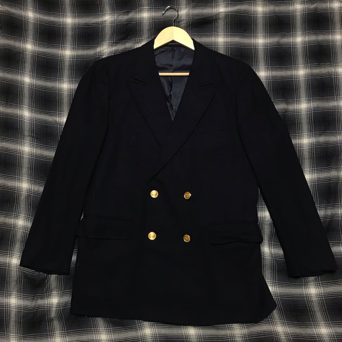90s 재팬 제이프레스 금장 울 더블 블레이저 상품이미지1