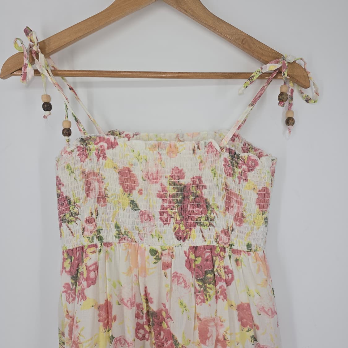 플라워 코튼 롱 원피스 캉캉 레이스 끈나시 상품이미지8