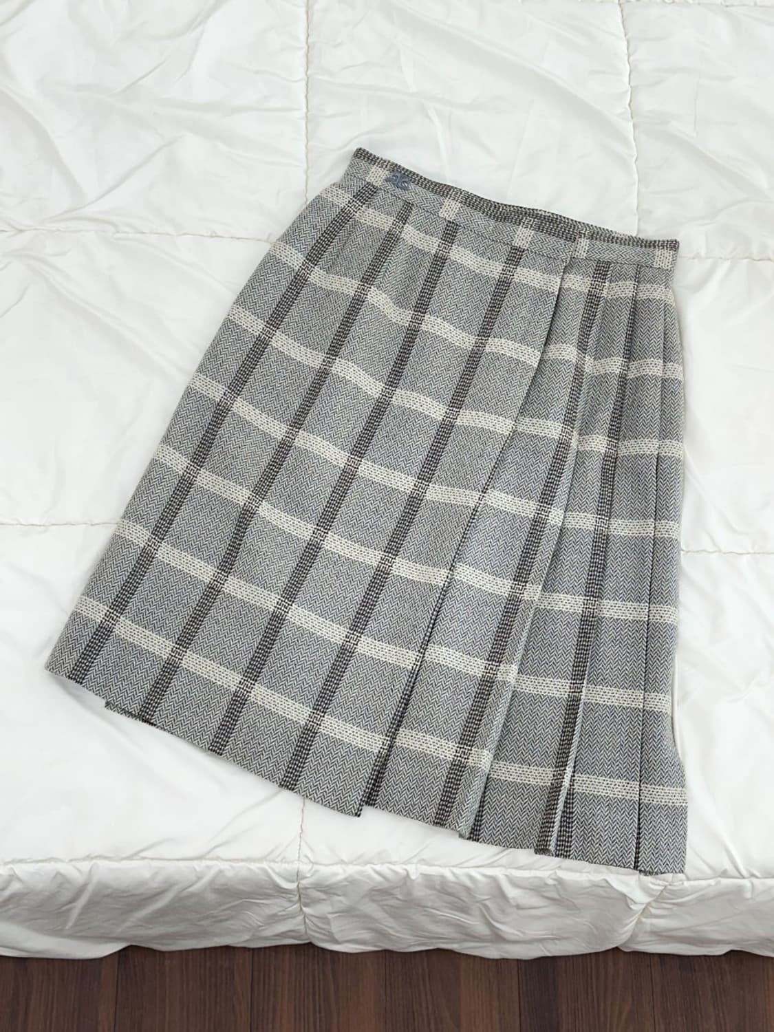 courreges / 꾸레쥬 그레이 체크 울 랩스커트  상품이미지5