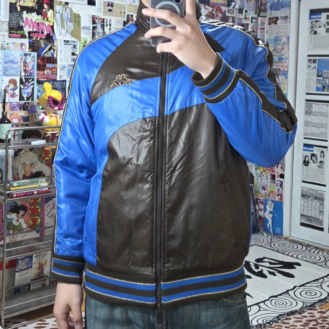 카파 블루 브라운 투웨이 누빔 점퍼 상품이미지2