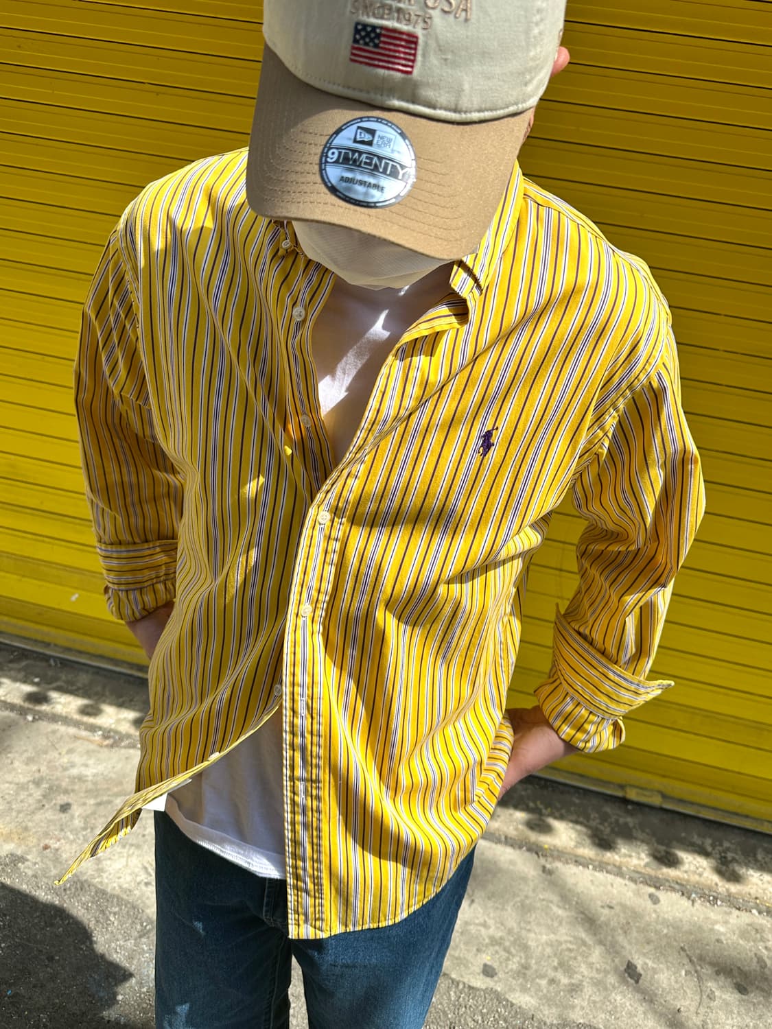 폴로 랄프로렌 옐로우 스트라이프 셔츠 커스텀핏 상품이미지1