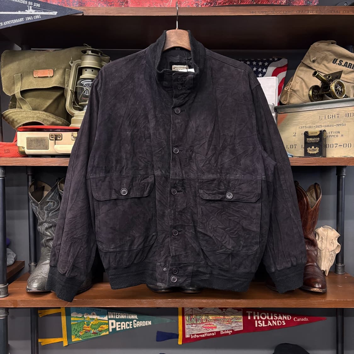 90s 베라펠레 이태리 리얼레더 스웨이드 블루종 자켓 N554 상품이미지1