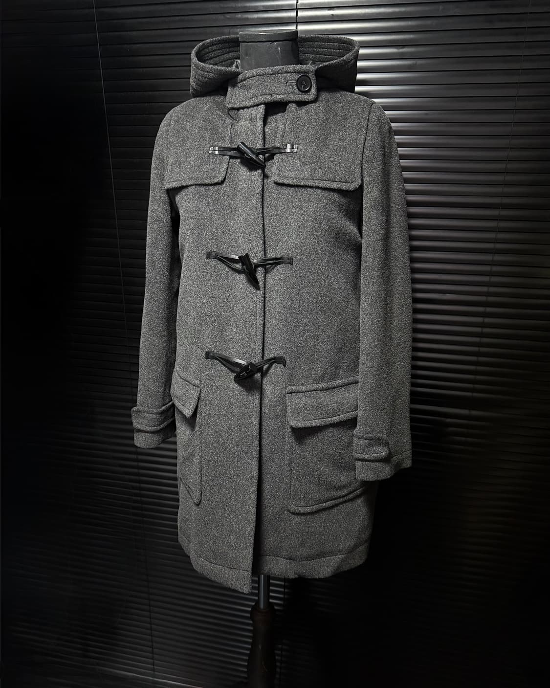 미쏘 차콜 울 떡볶이 코트 안감 누빔 회색 그레이 발마칸 비죠 포켓 S 상품이미지1