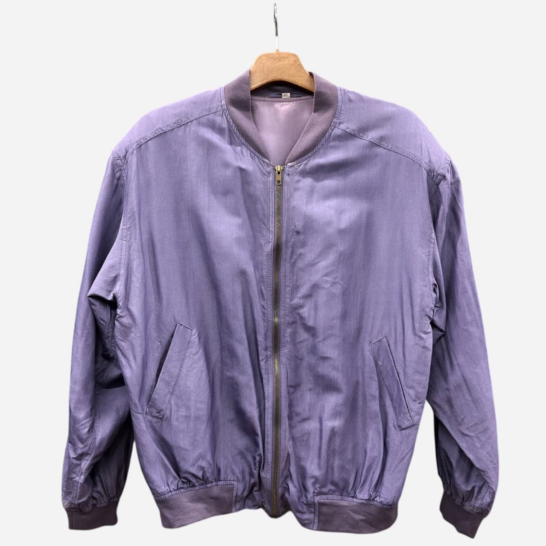 EURO VINTAGE 실크 봄버자켓 소프트터치 워시드 디테일 퍼플 상품이미지1