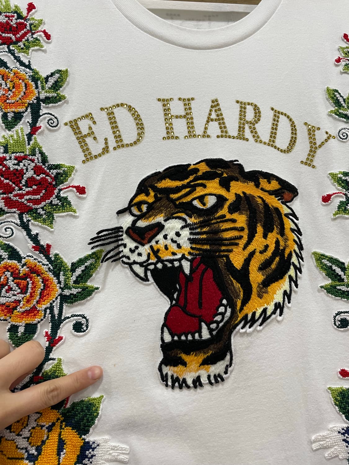 Ed Hardy 에드하디 자수패치 타이거 장미 아트워크 반팔 티셔츠 상품이미지7