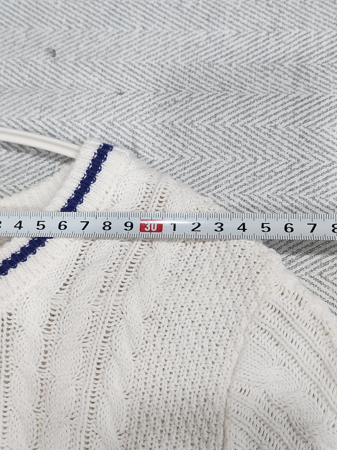 [M] 제너럴아이디어 케이블 반팔 니트 화이트 상품이미지8