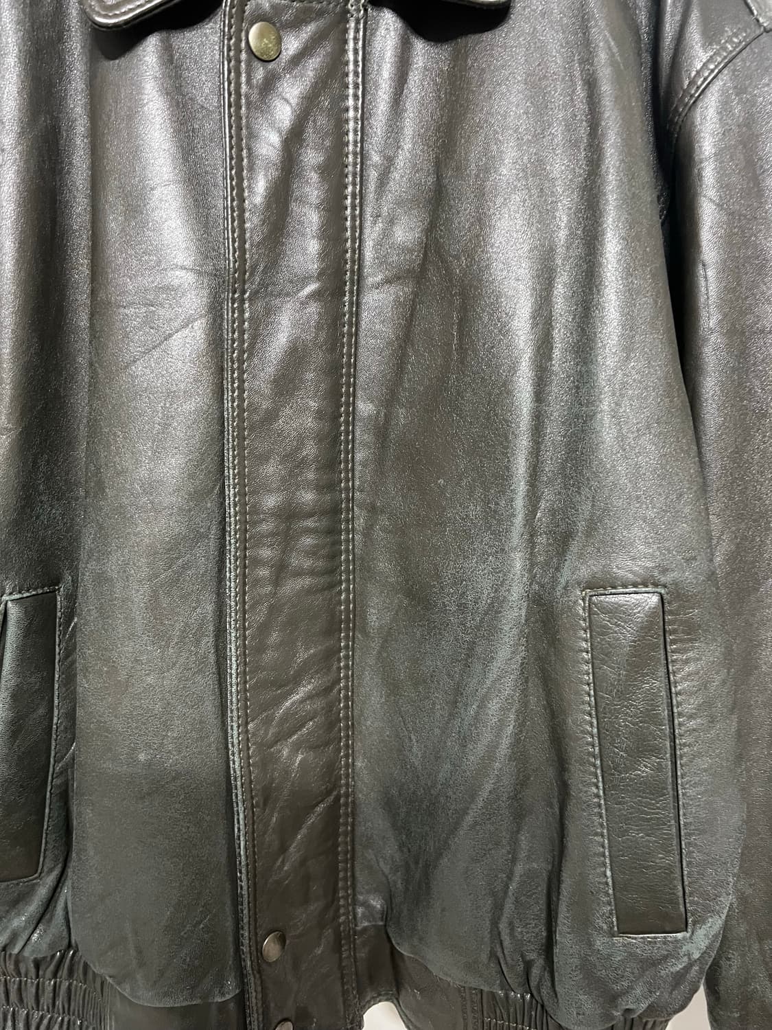 양가죽 블루종 짙은 올리브색 상품이미지2