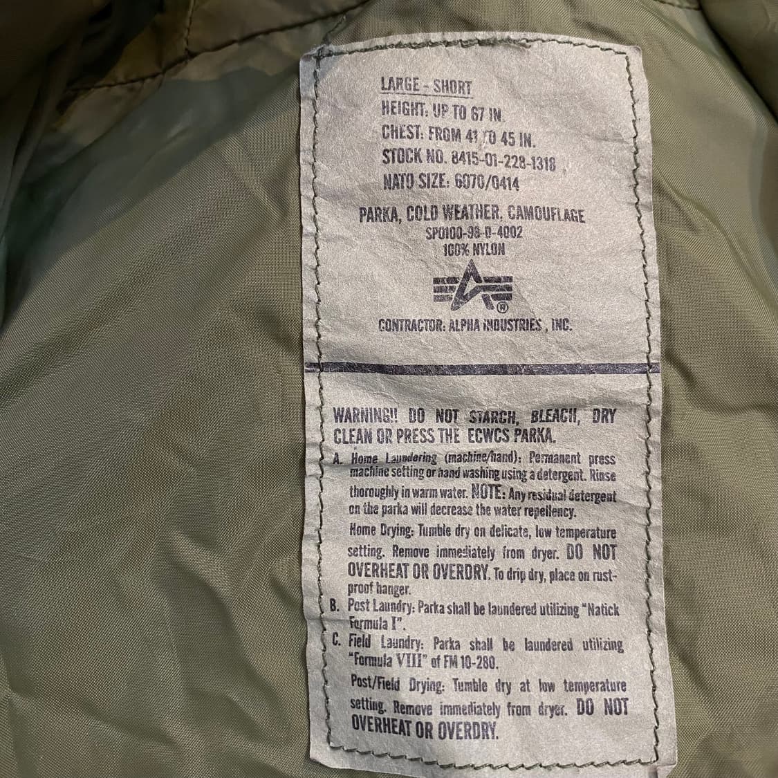 🌊US army alpha woodland goretex L-S 상품이미지6