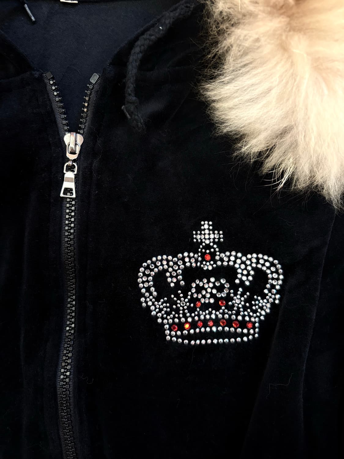 벨벳 큐빅 퍼 후드집업 상품이미지2