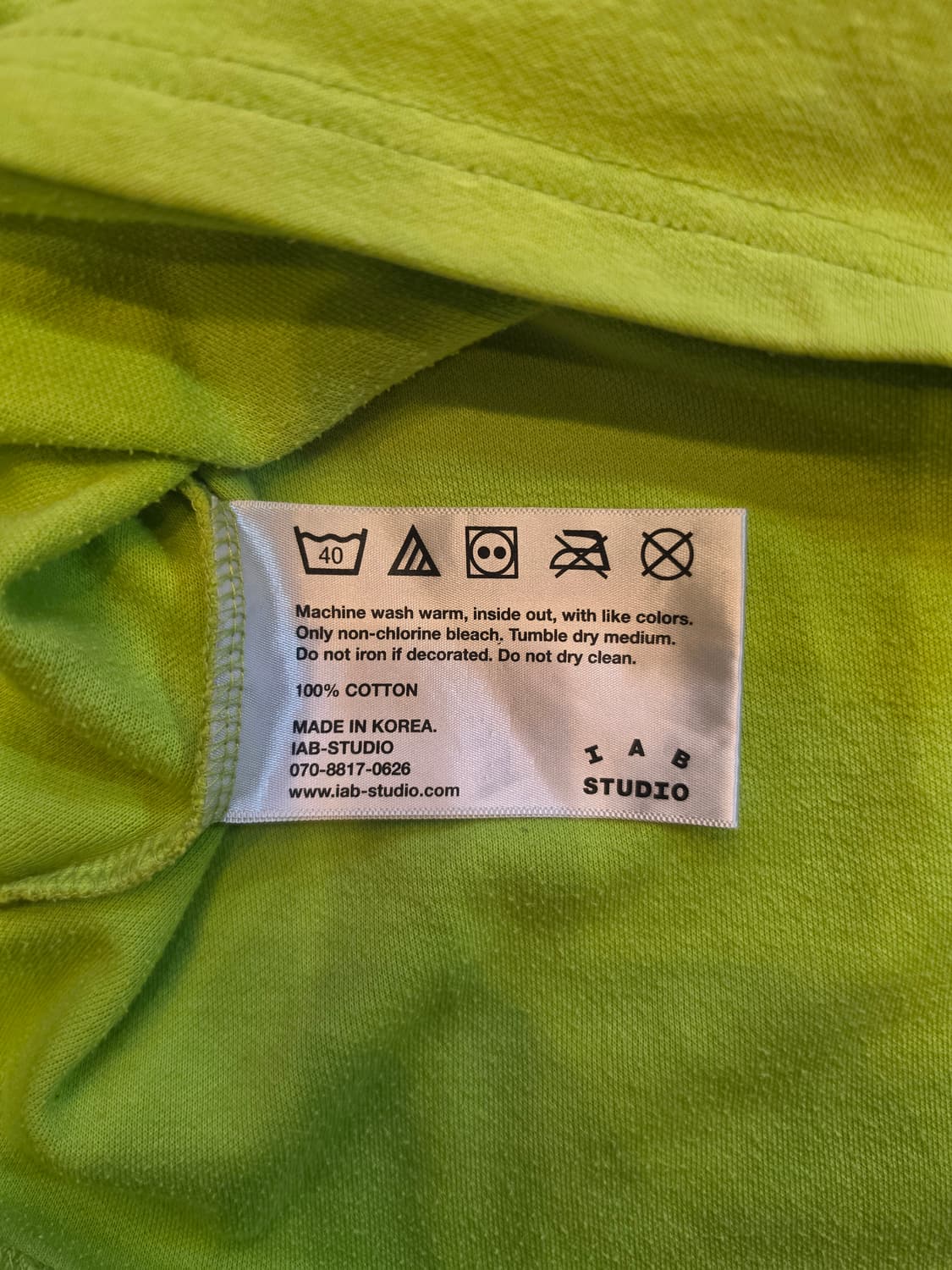 #IAB STUDIO 라임색 반팔 티셔츠 - L 상품이미지5