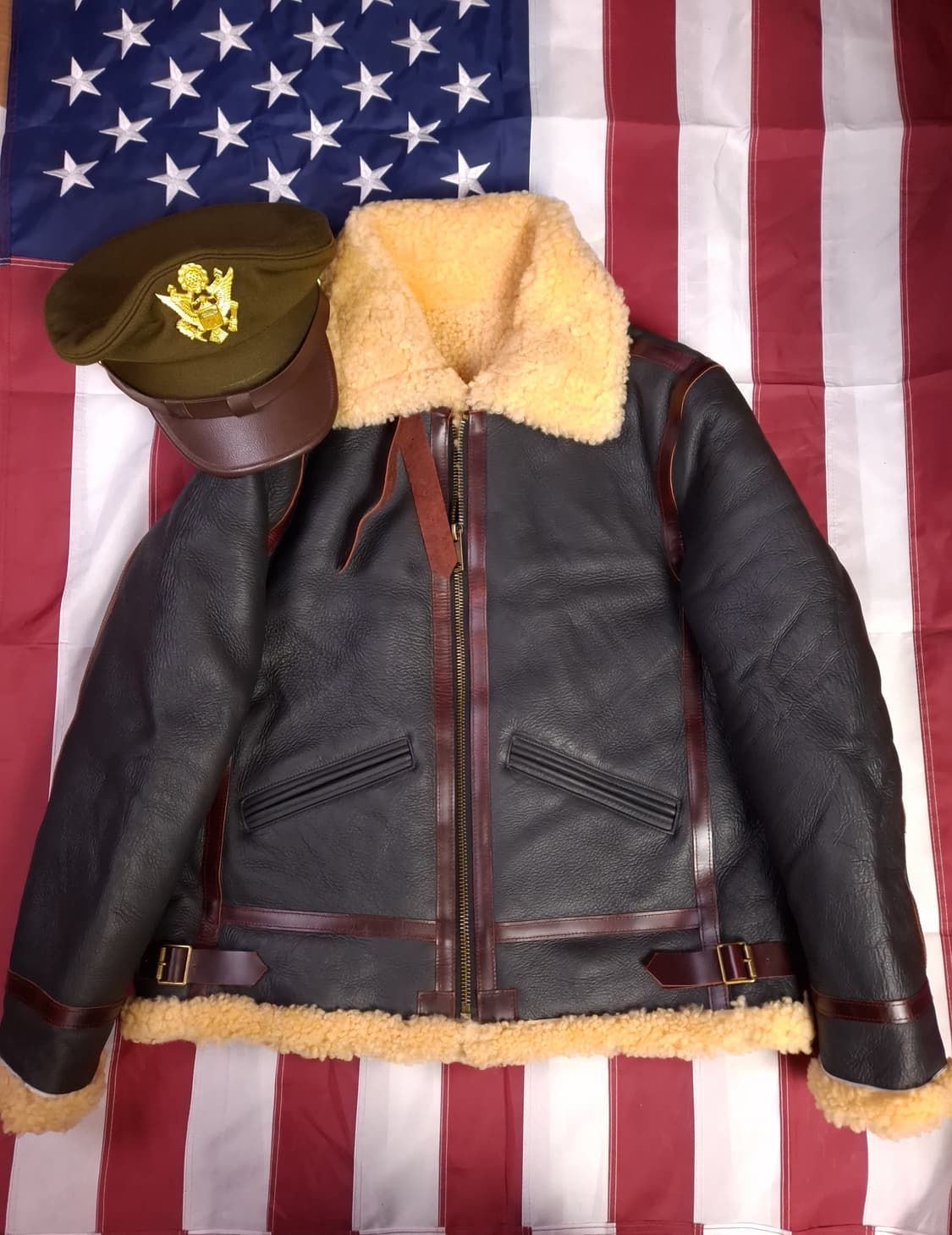 새제품 WW2 대전용 밀리터리 리얼레더 B-6 항공 폭격기 무스탕 상품이미지1