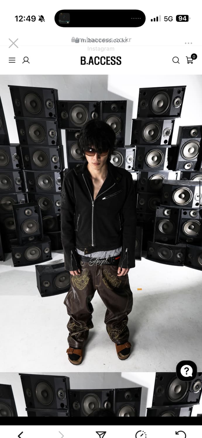 비엑세스 Washed Black Moto Zip Jacket  상품이미지4