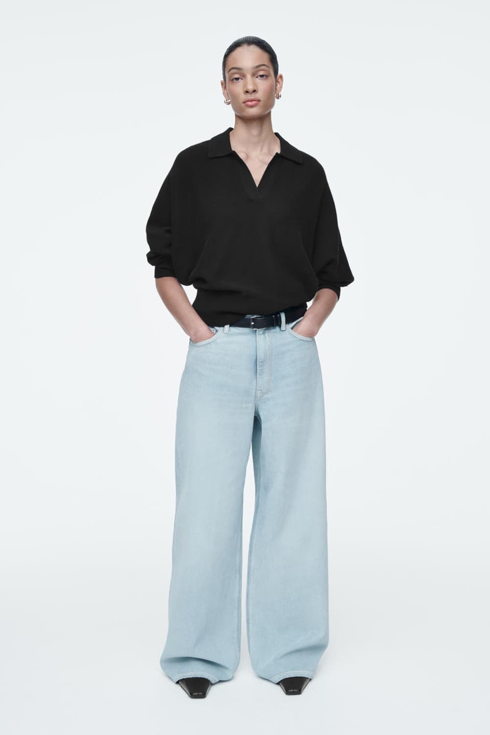 코스 풀 와이드 레그 진스 데님 팬츠 상품이미지1