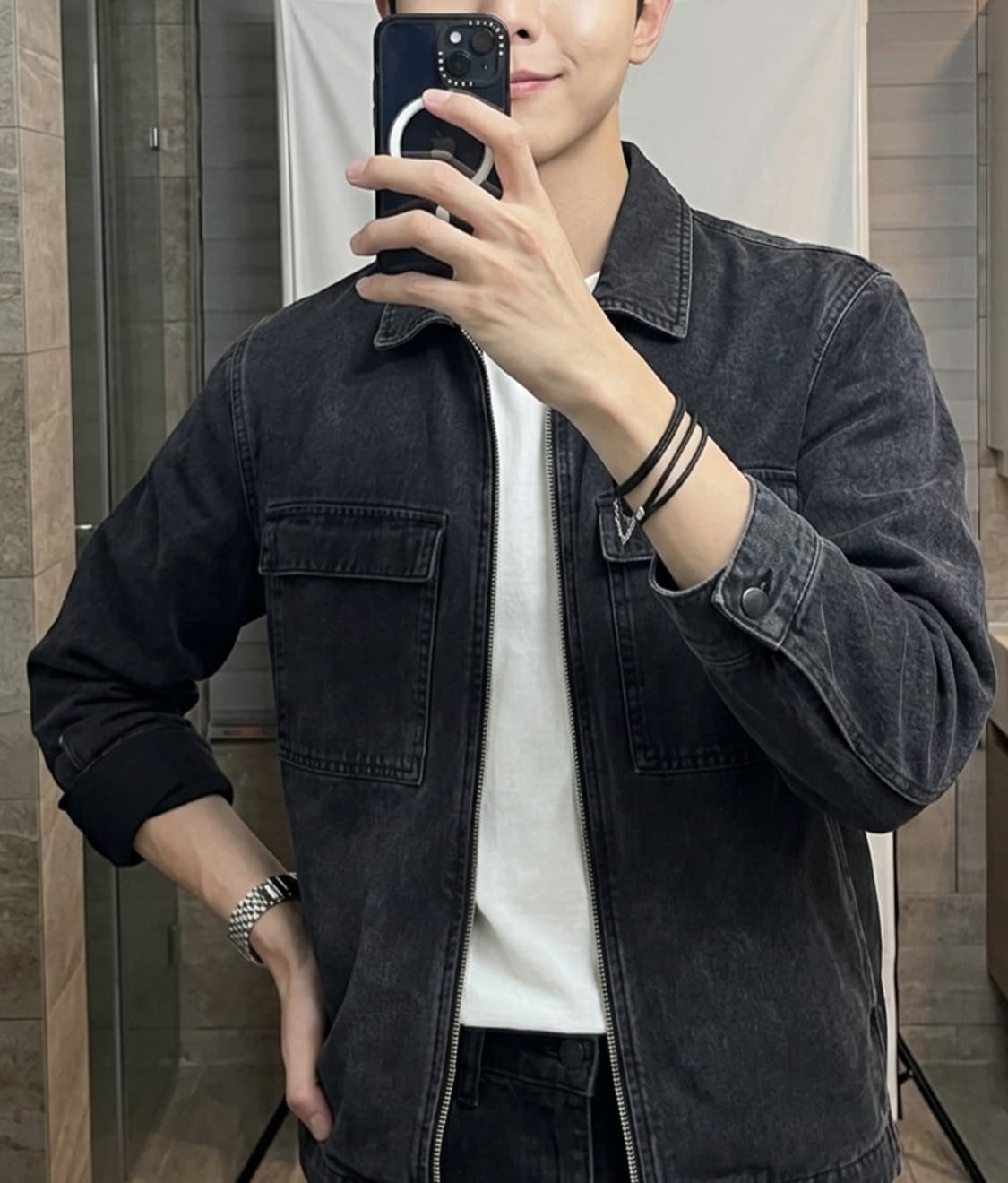 (COS) 코스 블랙 데님 오버핏 집업 자켓(100) 상품이미지2