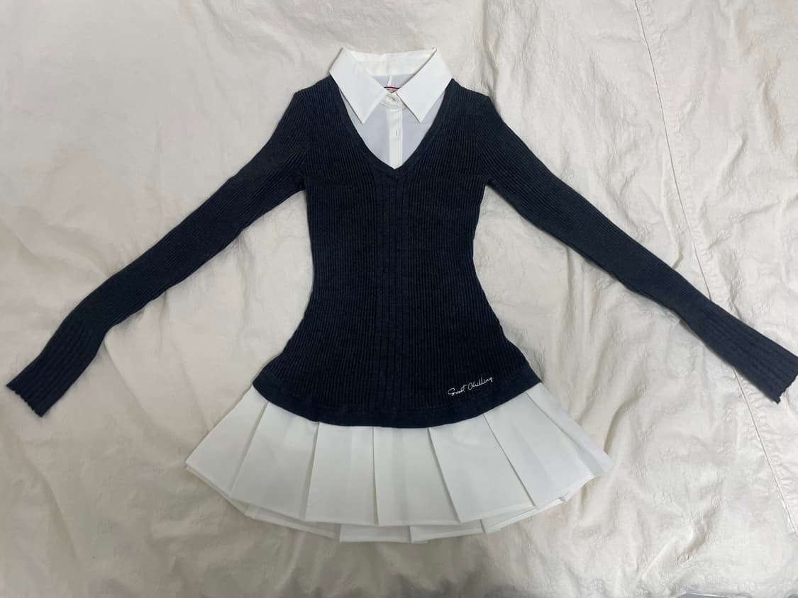 Sweet Chilling 스윗칠링 셔츠 니트 원피스  상품이미지5