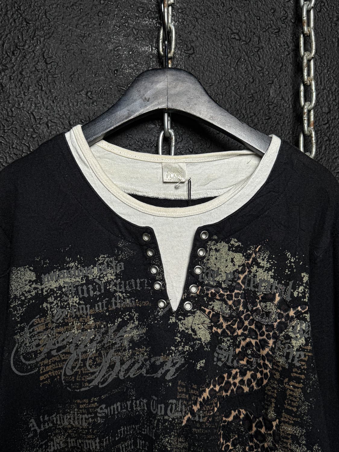 Leopard Cross Henley Layered Long Sleeve 상품이미지2