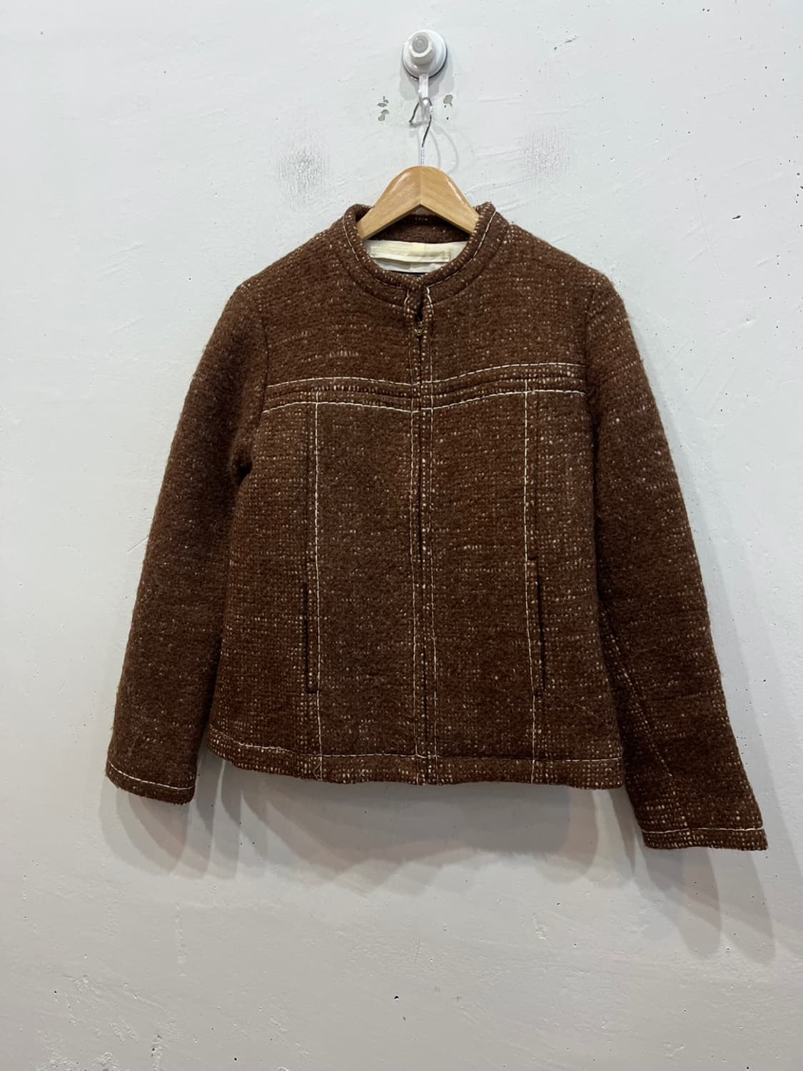 ZUCCA 주카 퓨어울 트위드 집업 자켓 MADE IN JAPAN 상품이미지1