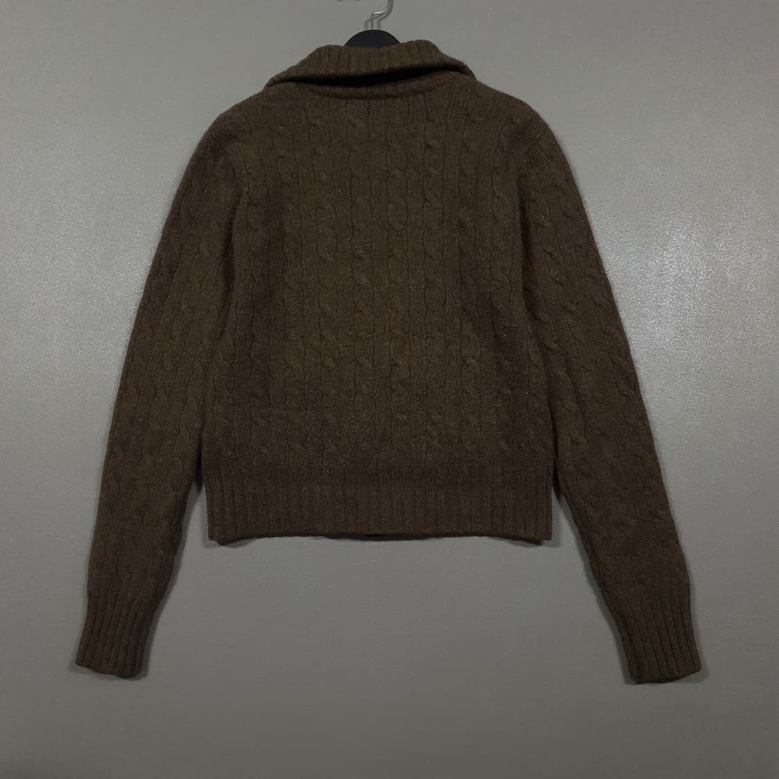 여성 S) 폴로 랄프로렌 울 캐시미어 케이블 니트 꽈배기 가디건 브라운 상품이미지8