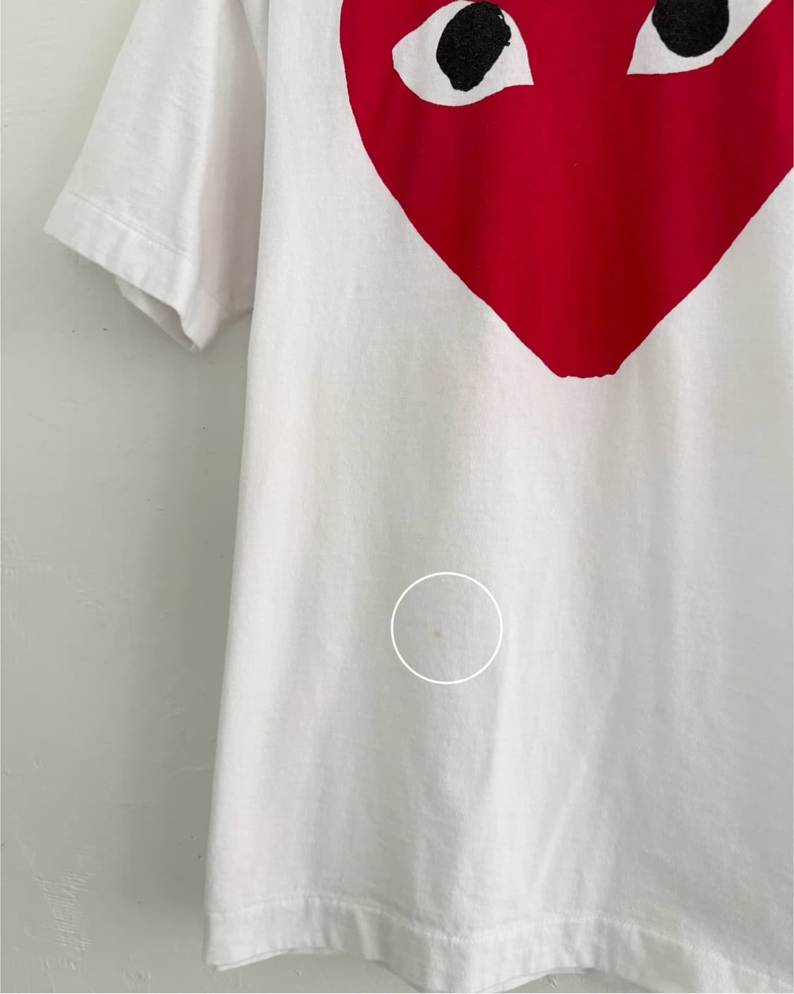 COMMEdesGARCONS 꼼데가르송 화이트컬러 레드 하트프린팅 티셔츠 상품이미지5