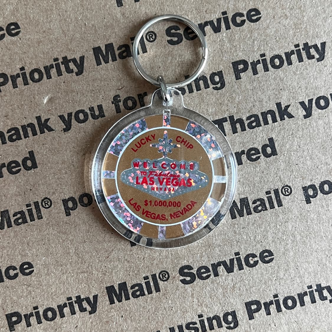 90s vtg Las Vegas Lucky Chip Keyring 상품이미지2