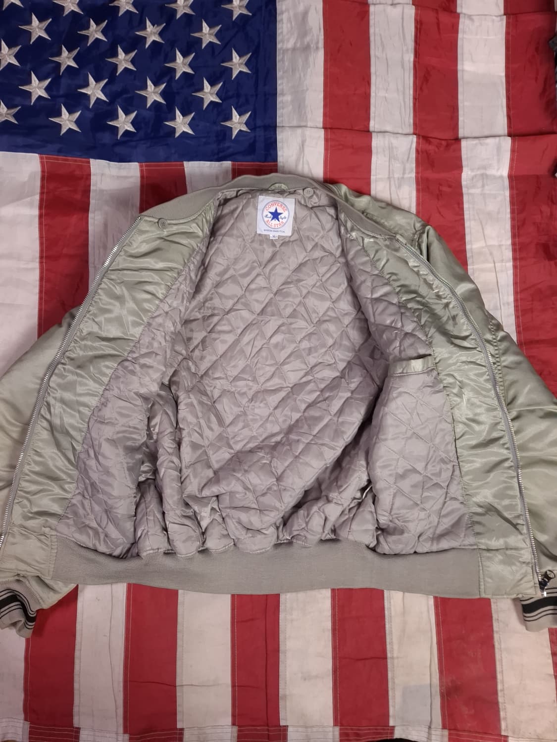 오리지날 80's 일본판 컨버스 빅로고 실버그래이 바시티자켓 상품이미지9