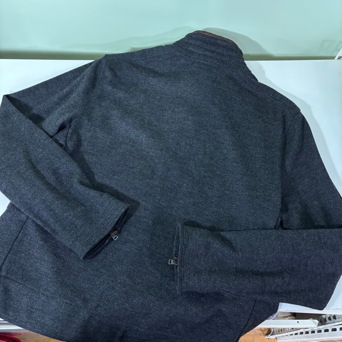 XL 폴로 랄프로렌 블랙라벨 차콜 가죽배색 울 헤링본 라이더자켓  상품이미지3