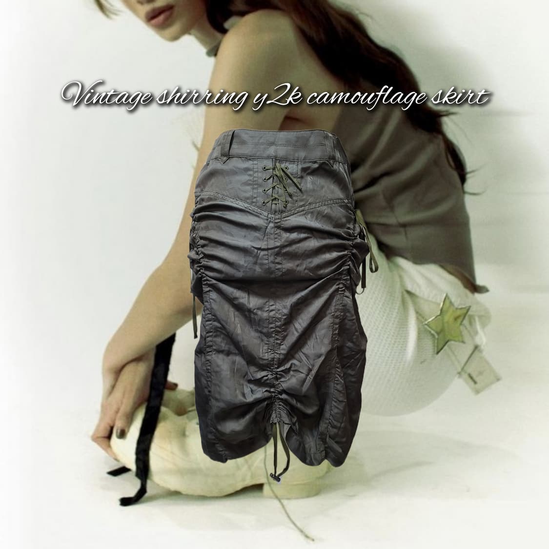 Vintage shirring y2k camouflag 상품이미지1
