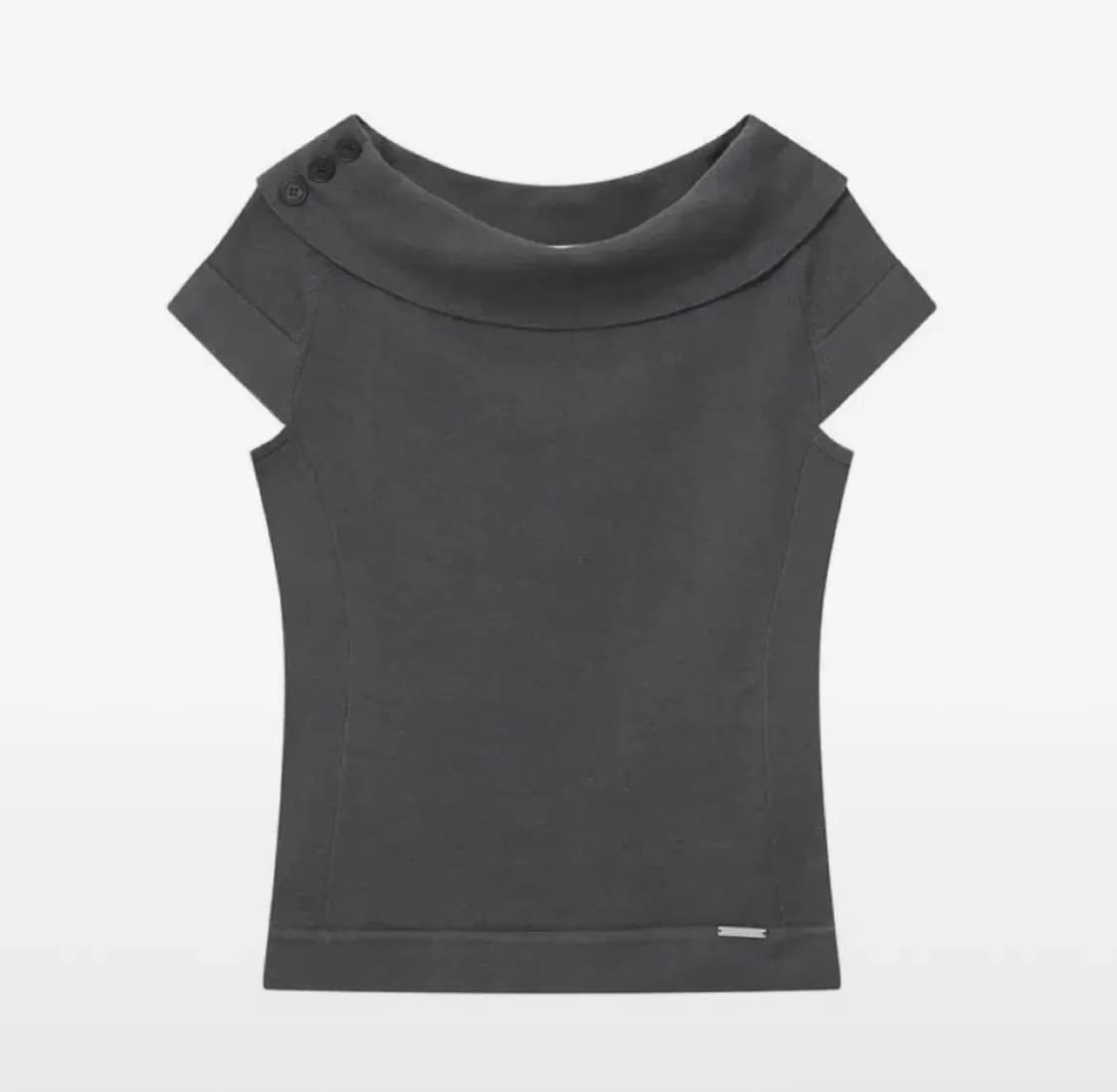 미세키서울 Button boat neck knit top CHARCOAL 상품이미지1