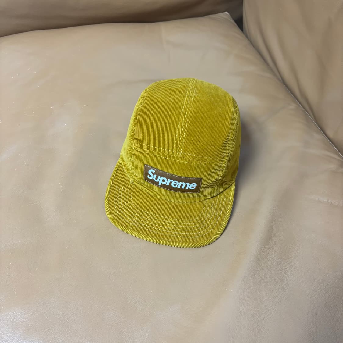 슈프림 캠프캡 모자 박스로고 코듀로이 머스타드 상품이미지1