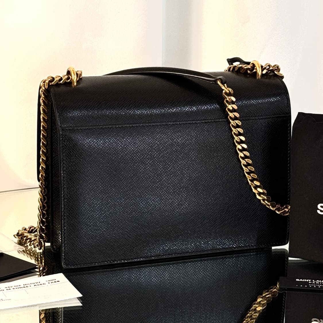 [새상품급/풀구성] 입생로랑 선셋백 미디움 체인백 블랙 골드 텍스타일 상품이미지6