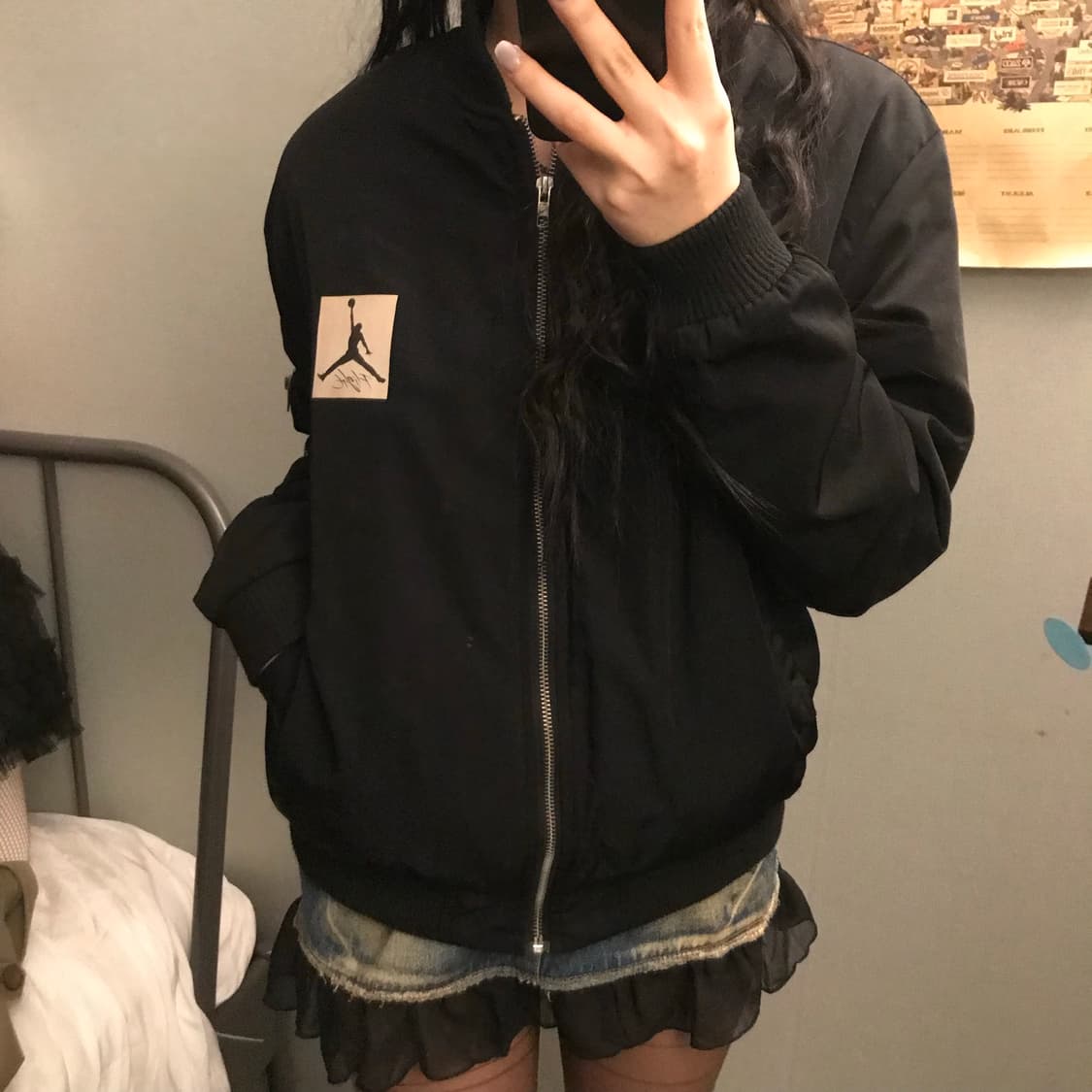 Vintage 펑크 블랙 누빔 봄버 자켓 상품이미지1