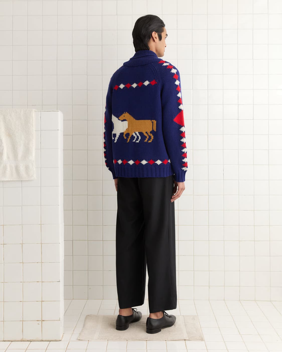 [M]보디 BODE 다이아몬드 카라 울 집업 가디건 상품이미지3