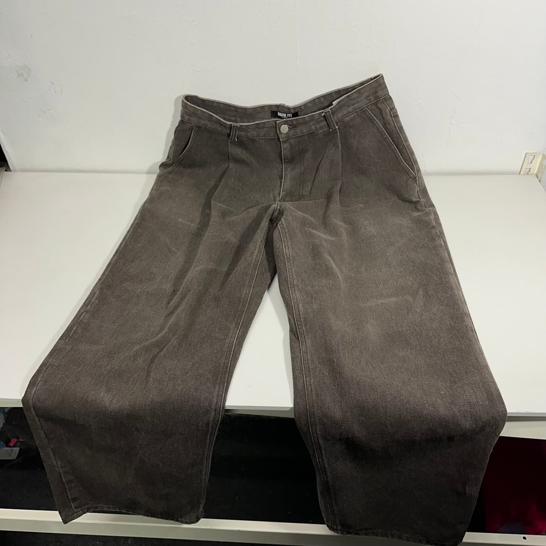 XL 드로우핏 하이웨스트 워턱 빈티지브라운 데님팬츠 상품이미지3
