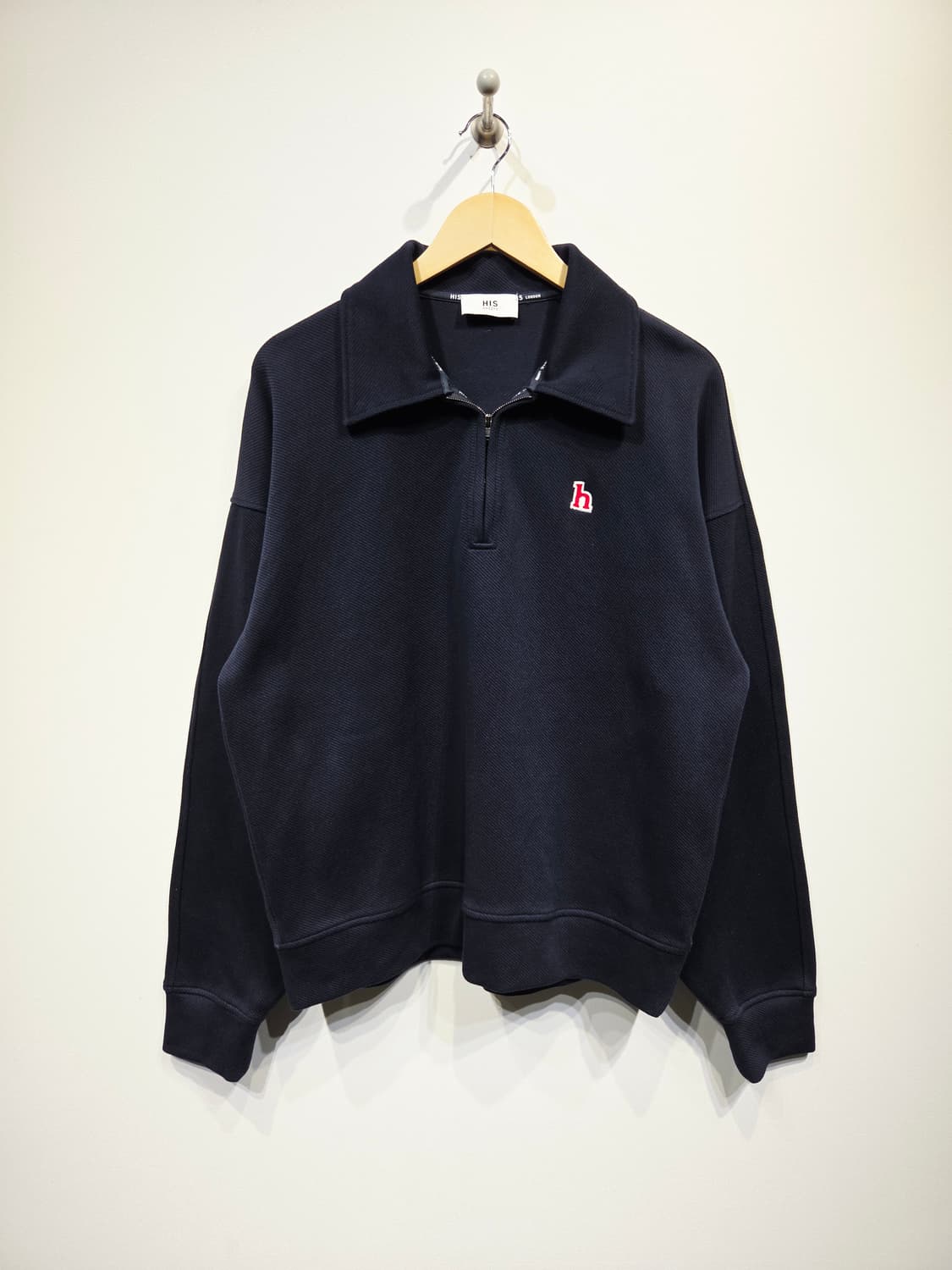 HIS HAZZYS 히스 헤지스 네이비 카라 반집업 맨투맨 상품이미지2