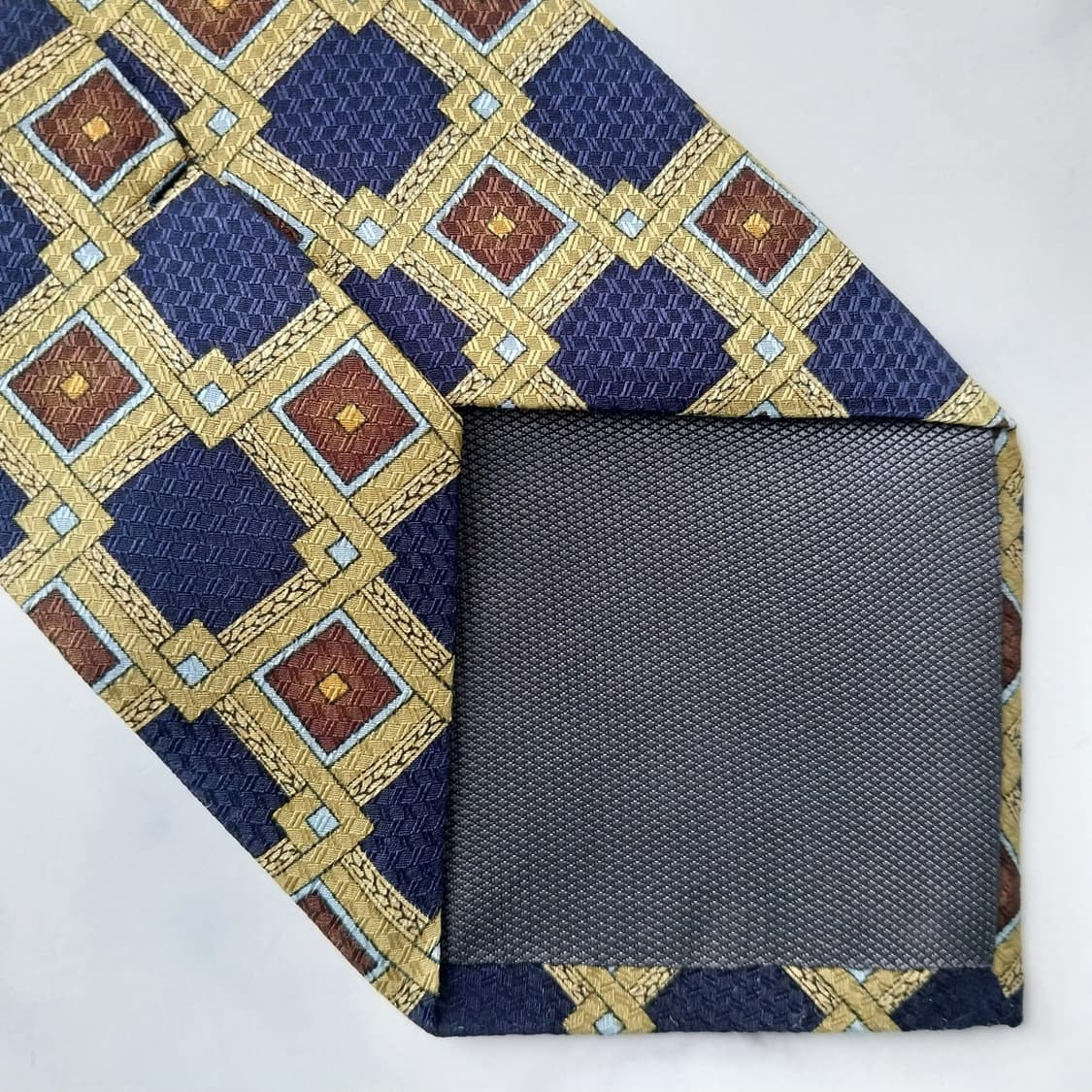 파코라반 실크 네이비&라임 기하패턴 넥타이 9.5cm A+등급 K1509 상품이미지10