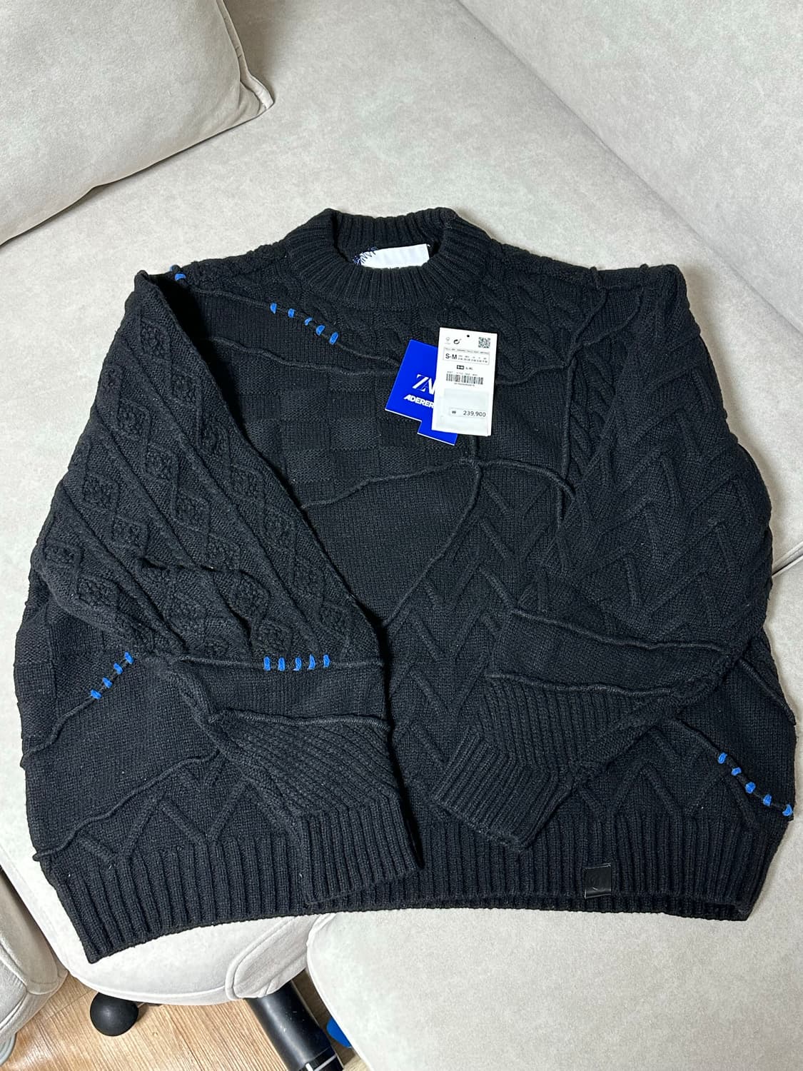 자라 x 아더에러 패치워크 오버사이즈 니트 스웨터 블랙 S-M 상품이미지1