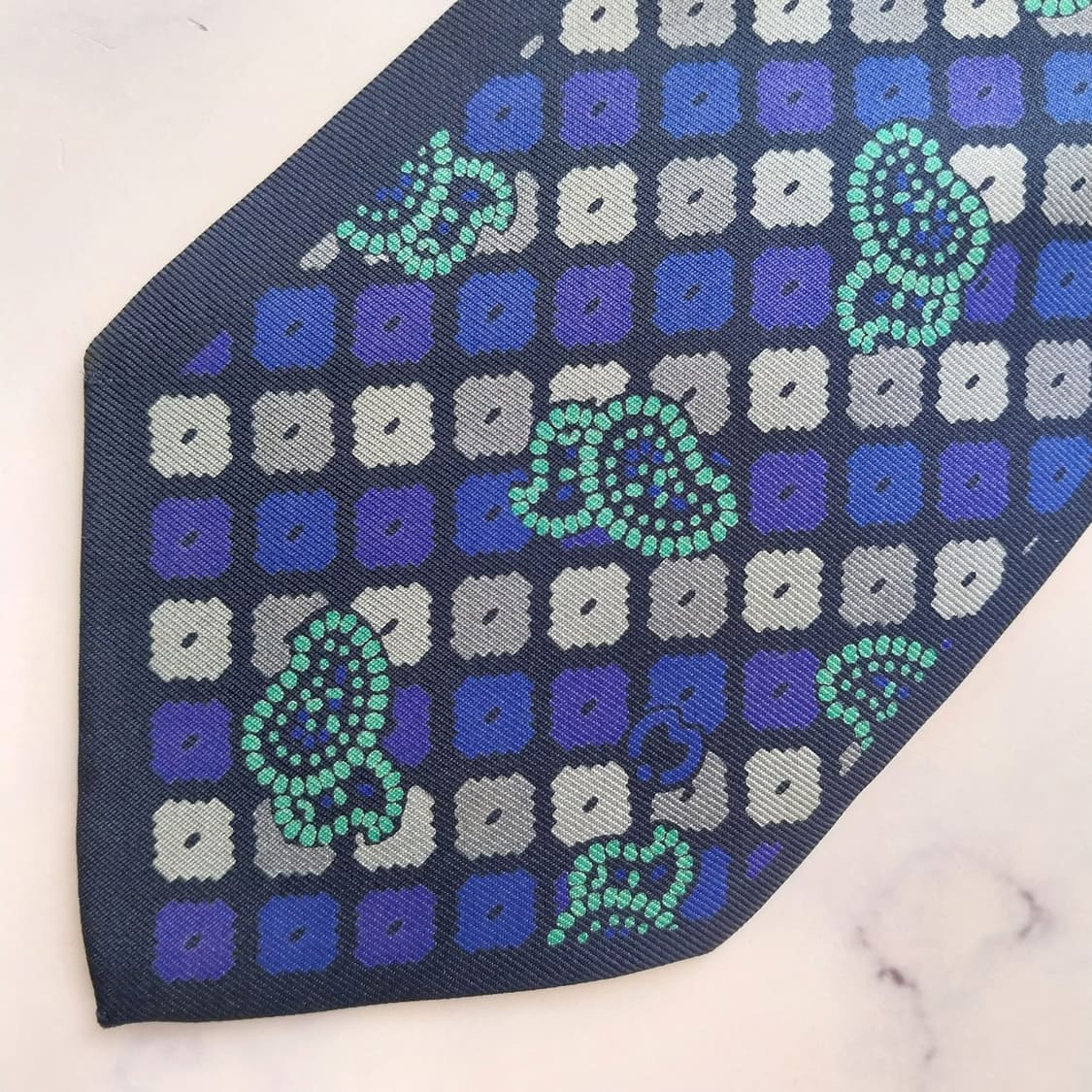 밀라숀 실크 네이비 패턴 넥타이 8.9cm A+등급 K2535 상품이미지7