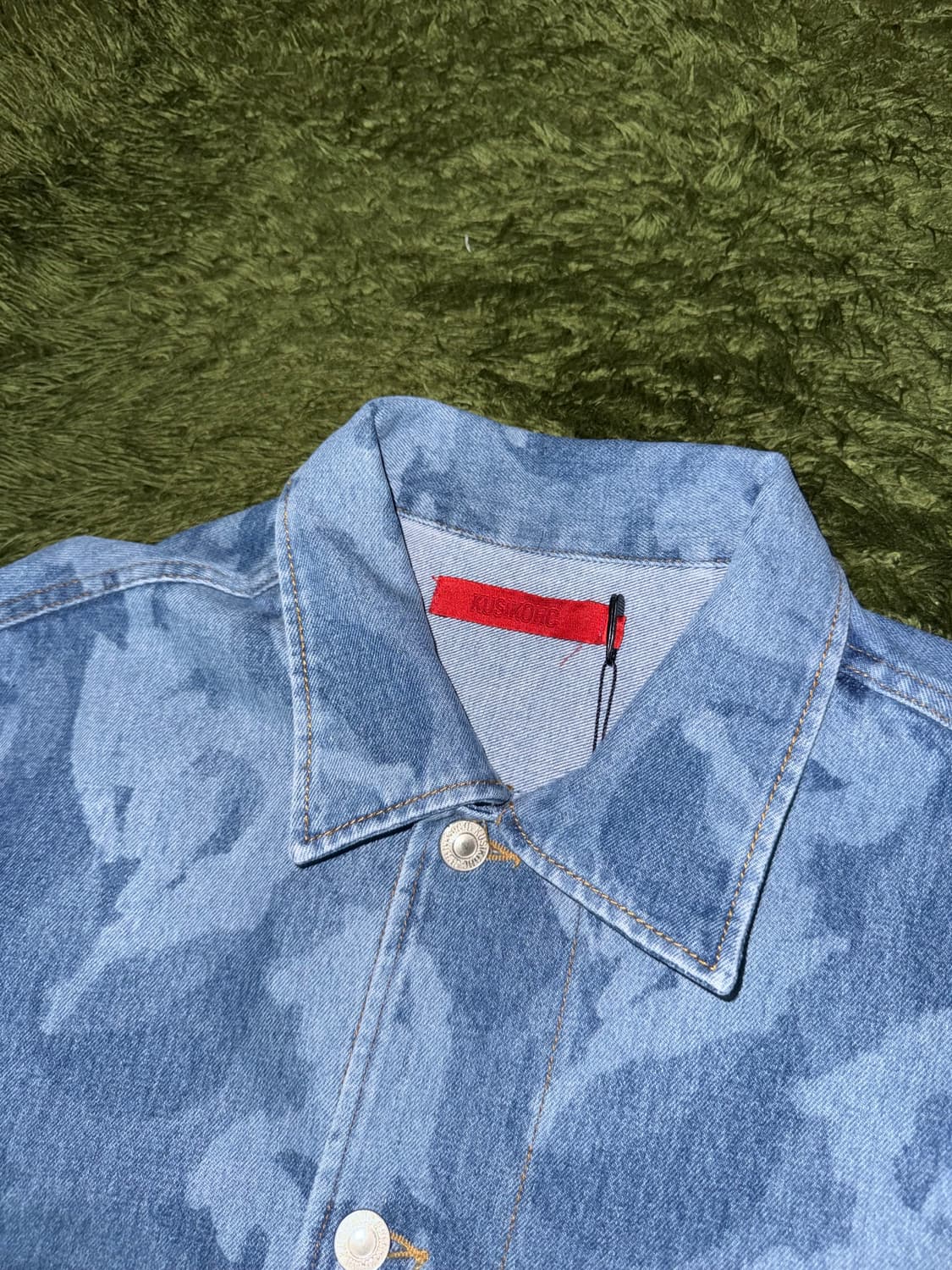 [M] KUSIKOHC 쿠시코크 플레임 그래픽 데님 하프 셔츠 상품이미지3