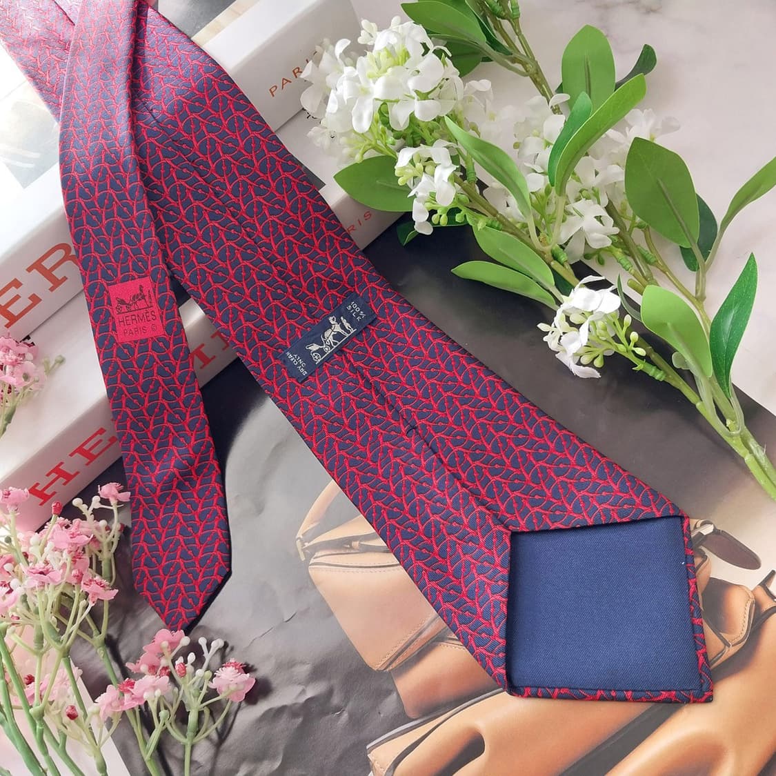 에르메스 실크 네이비 체인 패턴 넥타이 9.5cm A~B등급 K1771
 상품이미지4