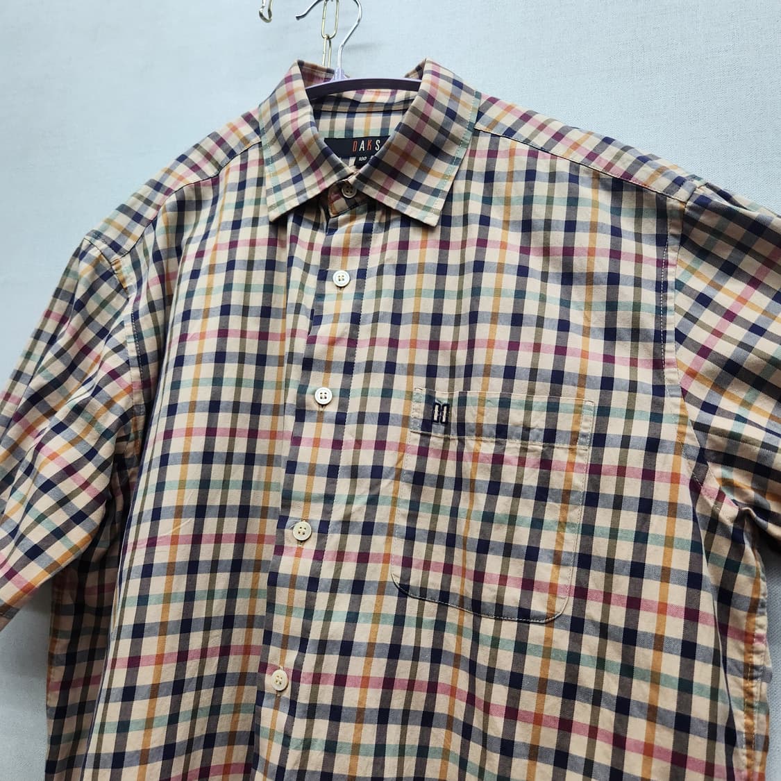 닥스 로고자수 원포켓 노바체크 반팔셔츠 100(XL) 상품이미지3