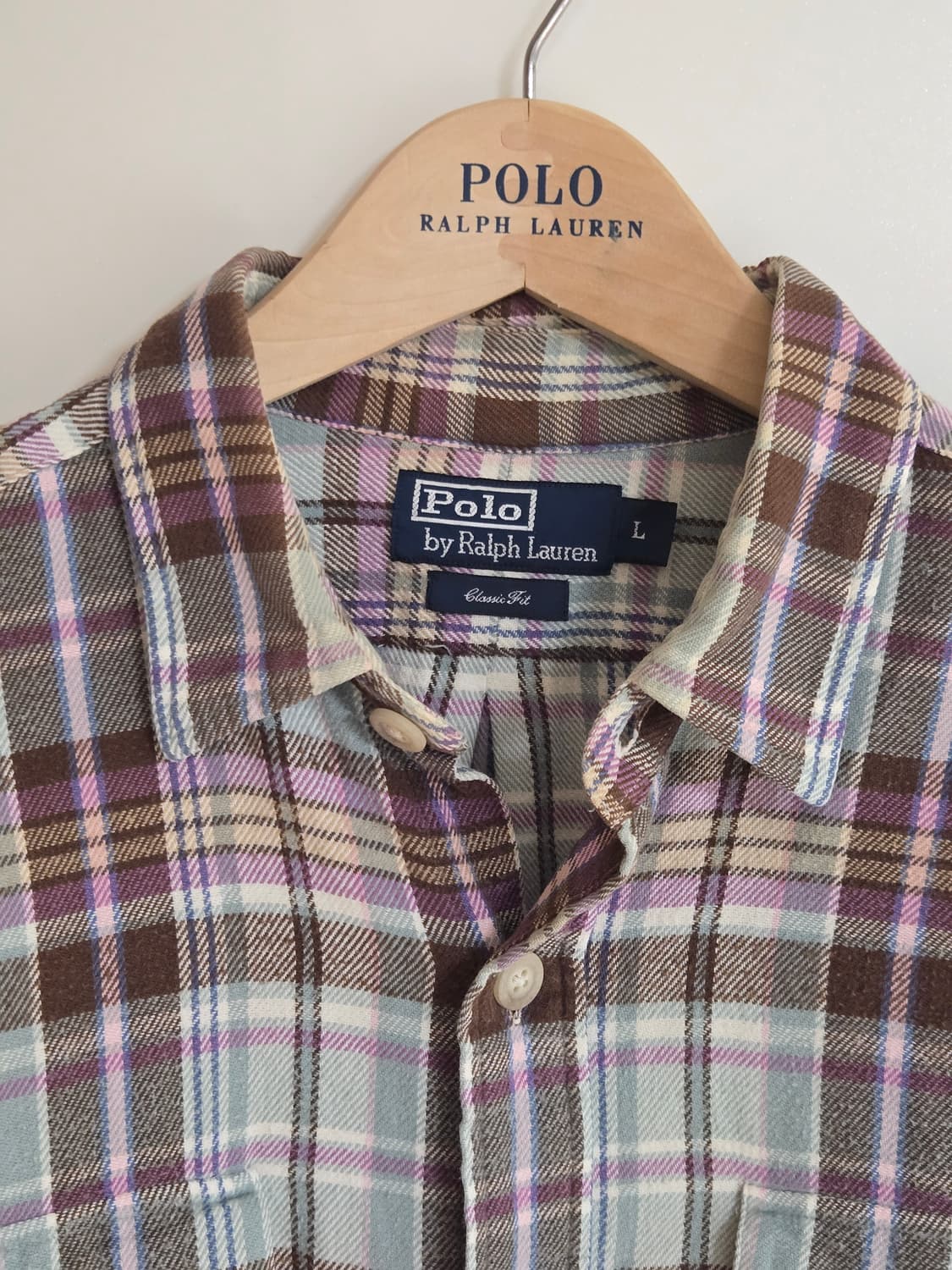 폴로 랄프로렌 엘보 패치 체크 플란넬 셔츠 클래식핏 L 상품이미지3
