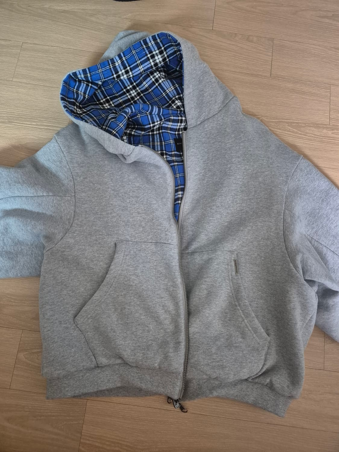 체크 후드집업 상품이미지1